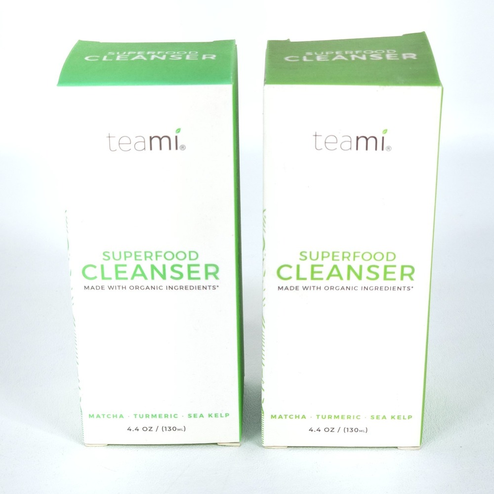 2x Teami Organic Superfood Cleanser 4.4oz Matcha Turmeric Sea Kelp Face Wash NEW